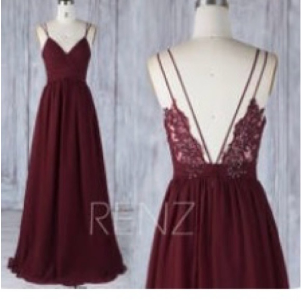 Chic Burgundy Lace Back Dress